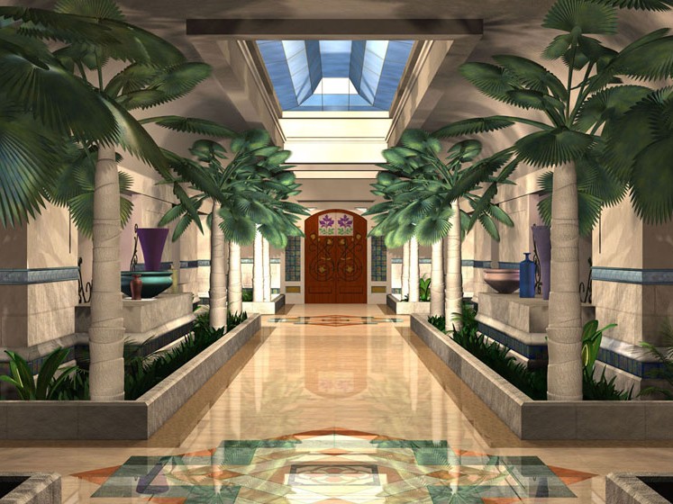 AST was hired by Raleigh Design to flesh out this hotel lobby concept art.