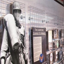 This life size soldier cut-out helps tell the aviation story from a military point of view.