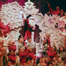 Every year Santa arrives in a different way. This particular year he flew in on a giant snowflake.