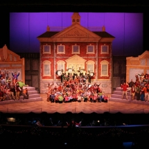 The Town Square is just one of the many elaborate sets designed for the Purdue Music Organization's Annual Christmas Show.