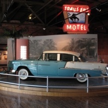 A local art deco style motel from the 1950's provided a fitting scene in which to park this classic car.