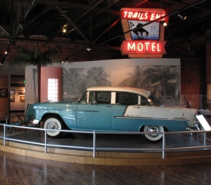 A local art deco style motel from the 1950's provided a fitting scene in which to park this classic car.