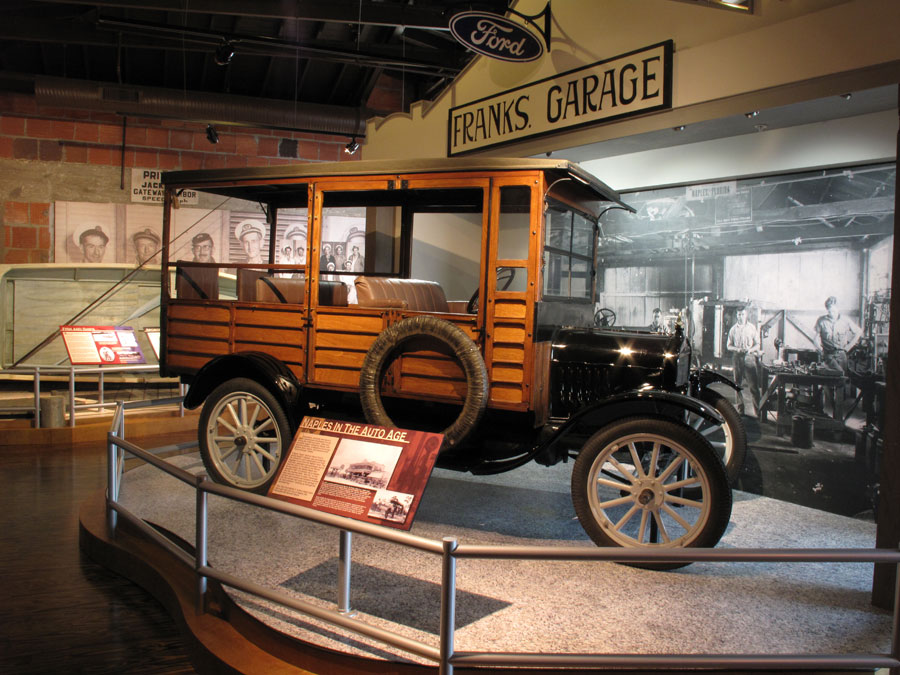 When recreating Frank's Garage for the Naples Depot Museum, AST Exhibits carefully matched the decorative roofline, the hand painted sign from 1927 and even found a Ford Model T.