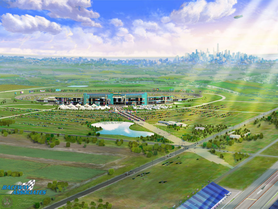 AST created this 3D rendering for a proposed race track in the suburbs of Chicago.
