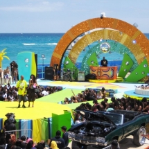 This versatile stage built by AST had to accommodate a hot tub, multiple live performances, a dj booth, an interview couch, modeling runways and even a car show.
