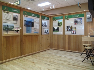 AST Exhibits used visual comparison in this display to demonstrate the amount of water that can be conserved by using drip irrigation.