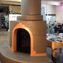 Kiva fireplace in our studio. Fabrication complete and ready for installation.